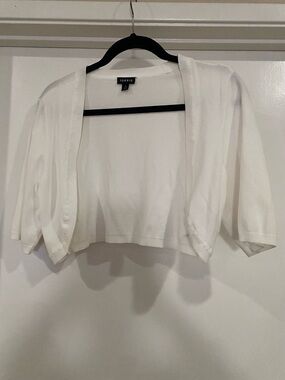 torrid White Cropped Open-Front Bolero Cardigan